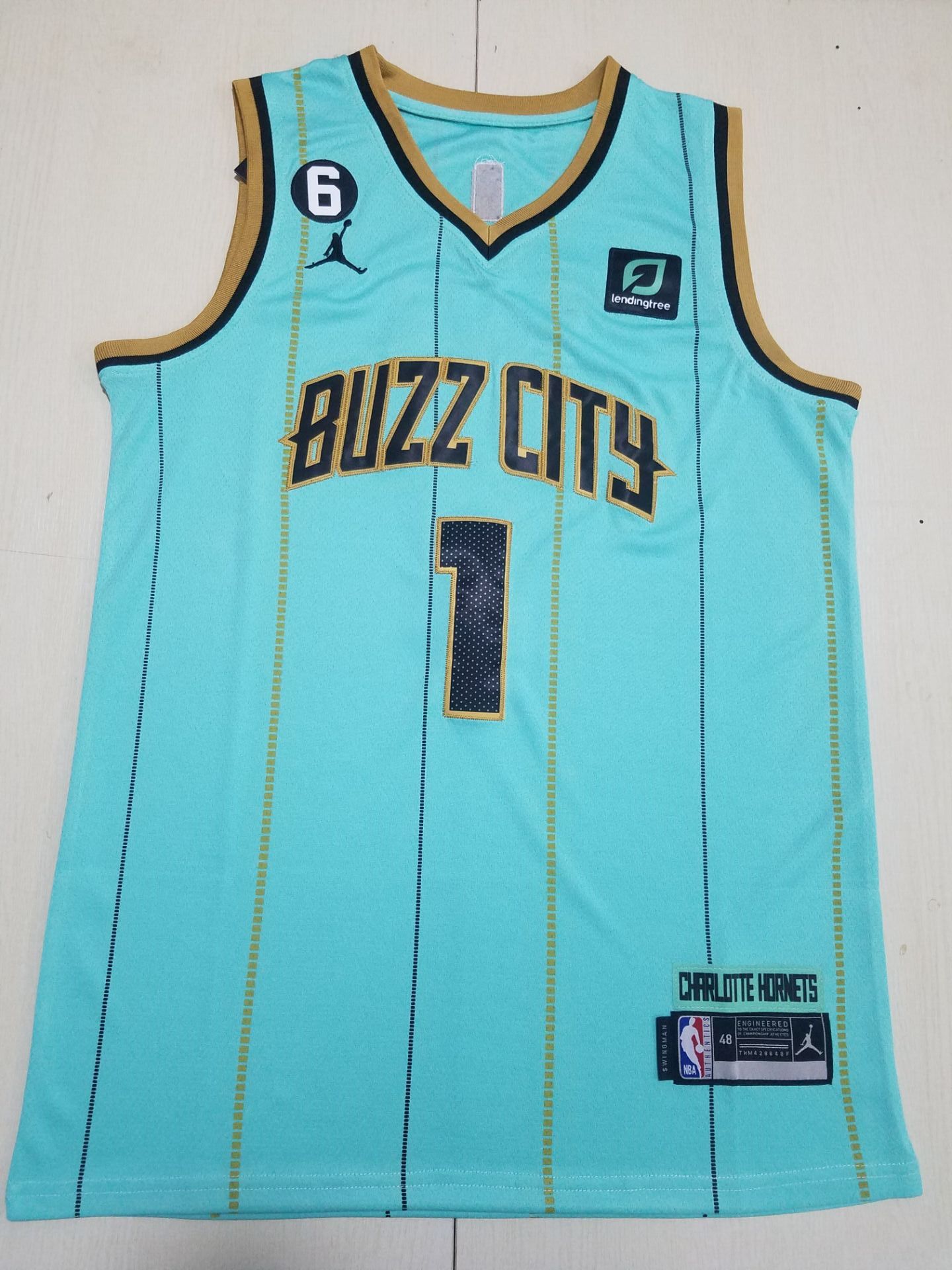 Men Charlotte Hornets #1 LaMelo Ball Jordan Brand Light Green 2022 NBA Jersey